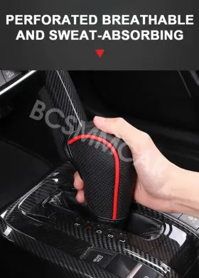 Kfh002 Bcsmmcar Genuine Leather Car Gear Shift Knob Covers Grip Handle Protector Cap For Mt/at #3