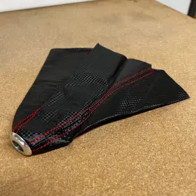 3-skb-01f-bkrd Hoso Racing Carbon Fiber Red Stitch Universal Shift Boot Cover Kit For Manual Car Truck