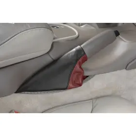 Mid America Motorworks 614653976086 1997-2004 C5 Corvette Parking Brake Black Magnetic Red Leather Cover 2 Tone