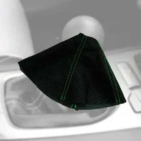 Che-cam-1015-asb-cfbgres Pieliz Fits 10-15 Chevrolet Camaro Carbon Automatic Shift Boot Green Stitch #2