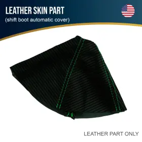 Che-cam-1015-asb-cfbgres Pieliz Fits 10-15 Chevrolet Camaro Carbon Automatic Shift Boot Green Stitch