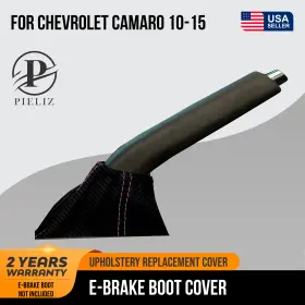 Che-cam-1015-ebb-cfbpus Pieliz E Brake Boot Cover Pvc Carbon Fiber For Chevrolet Camaro 10-15 Purple Stitch