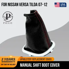 Nis-ver-0712-msb-cfbres Pieliz Manual Shift Boot Cover Carbon Fits Nissan Versa Tilda 07-12 Red Stitch
