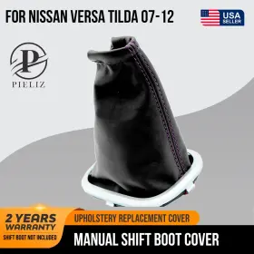 Nis-ver-0712-msb-vbpus Pieliz Manual Shift Boot Cover Leather Fits Nissan Versa Tilda 07-12 Purple Stitch