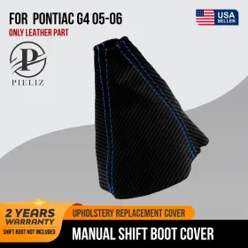 Pon-g4-0506-msb-cfbbls Pieliz Manual Shift Boot Cover Pvc Carbon For Pontiac G4 05-06 Blue Stitch