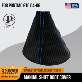 Pon-gto-0406-msb-cfbbls Pieliz Manual Shift Boot Cover Pvc Carbon For Pontiac Gto 2004-2006 Blue Stitch