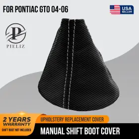 Pon-gto-0406-msb-cfbgrys Pieliz Manual Shift Boot Cover Pvc Carbon For Pontiac Gto 2004-2006 Gray Stitch