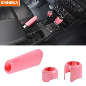 Shineka0125061181 Shineka Pink Handbrake Brake &4wd Gear Shift Knob Trim Cover For Jeep Wrangler Jl Jt 18