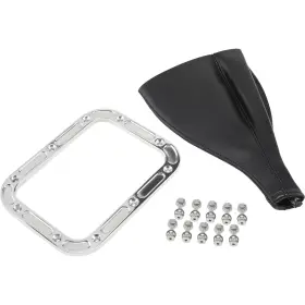 9165001 Speedway Motors Rectangle Shifter Boot With Billet Aluminum Ring Polished