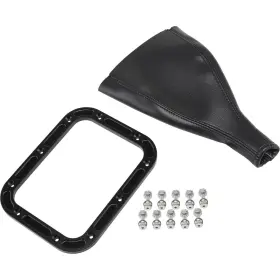 9165003 Speedway Motors Rectangle Shifter Boot With Billet Aluminum Ring For Hot Rods Black Finish