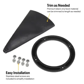9165004 Speedway Motors Round Shifter Boot With Billet Aluminum Ring Black #3