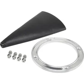 9165006 Speedway Motors Deluxe Round Shifter Boot With Brushed Billet Aluminum Ring Premium Black Vinyl