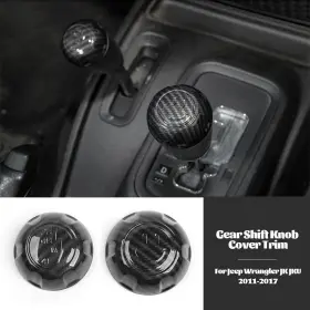 Tesin20240422ab467 Tesin Carbon Fiber Gear Shift Knob Cover Trim Accessories For Jeep Wrangler Jk 2011-18 #2