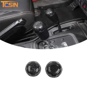 Tesin20240422ab467 Tesin Carbon Fiber Gear Shift Knob Cover Trim Accessories For Jeep Wrangler Jk 2011-18