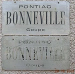 Pontiac Bonneville Coupe 50'S Dream, Concept Show Car License Plate Pair Gm Tech. Fixed Price $250.00.