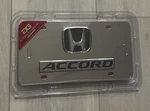 Honda Accord Silver Stainless Steel Vanity License Plate Tag Raised 3-D Logo. Fixed Price $39.95.